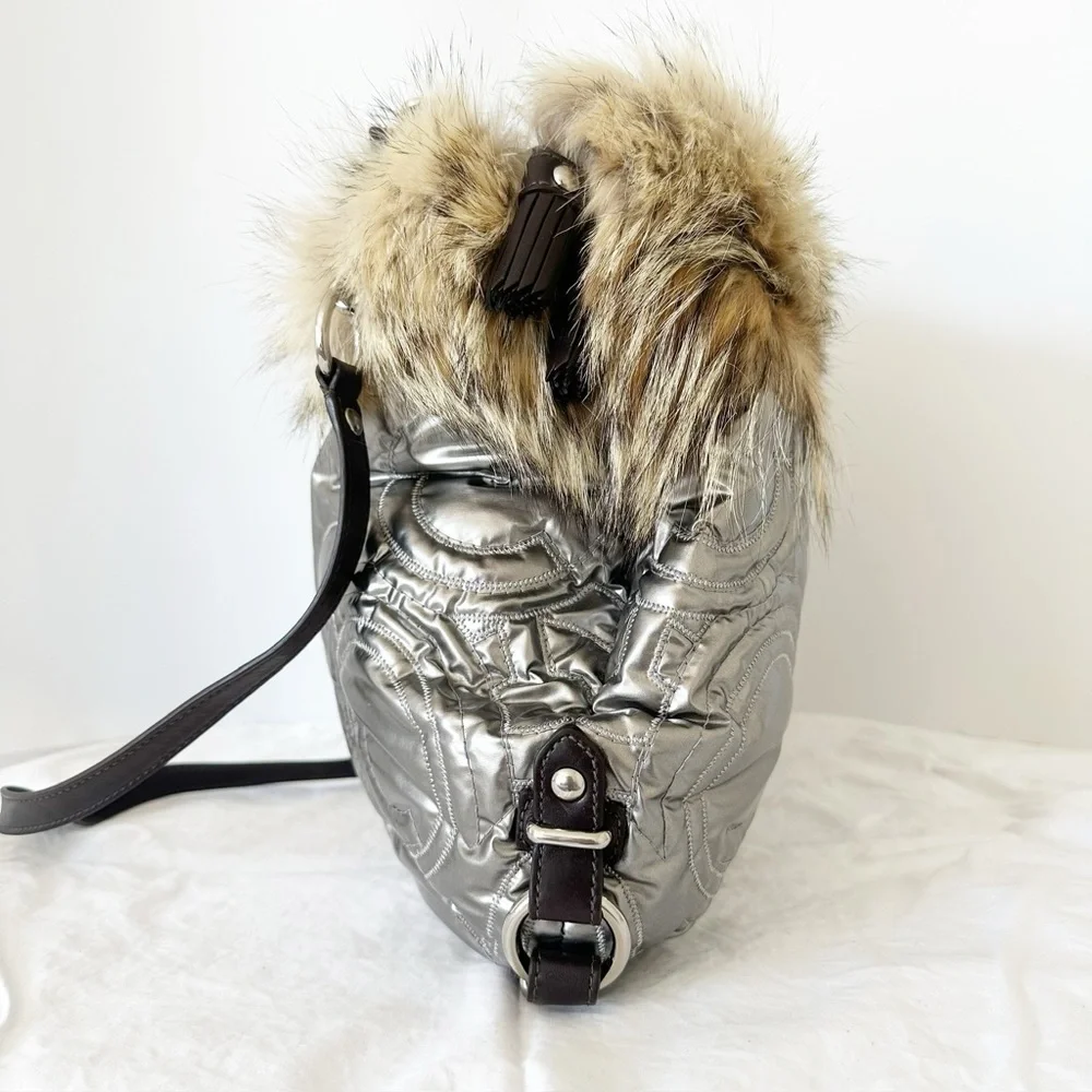NWT Coach‎ Hampton Ski Coyote Fur Purse